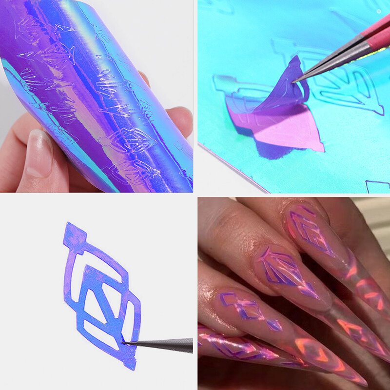 13 Kolorowych Naklejek Do Paznokci Z Płomieniem Zestaw 3d Laserowej Krzywej Diamentowej Powrót Gum Manicure Art Stickers