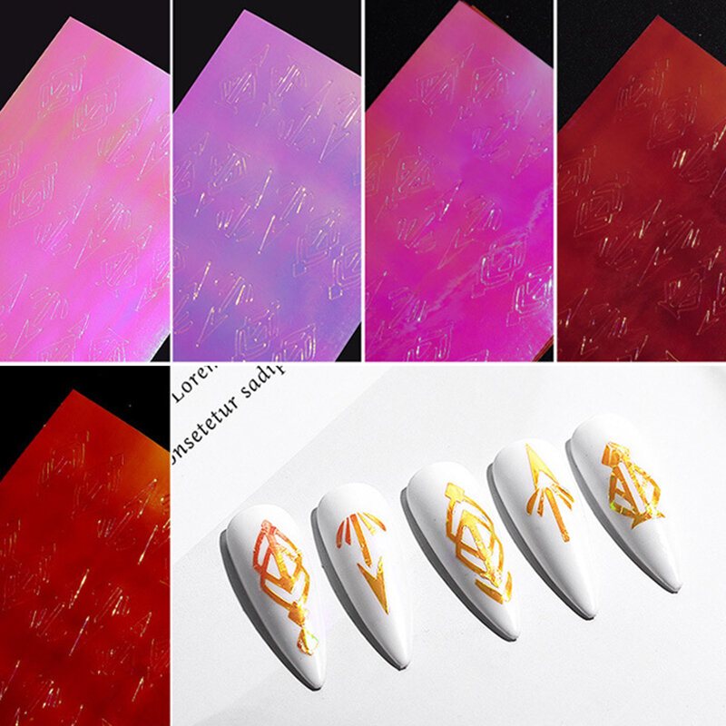 13 Kolorowych Naklejek Do Paznokci Z Płomieniem Zestaw 3d Laserowej Krzywej Diamentowej Powrót Gum Manicure Art Stickers