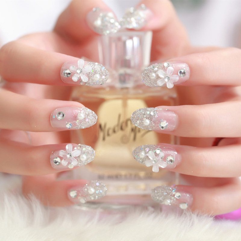 24 Sztuk/pudło Fantazyjne Tipsy Ślubne Pełne Fałszywe Klipsy Do Paznokci Manicure Nail Art