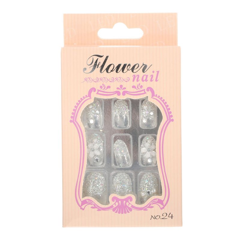 24 Sztuk/pudło Fantazyjne Tipsy Ślubne Pełne Fałszywe Klipsy Do Paznokci Manicure Nail Art