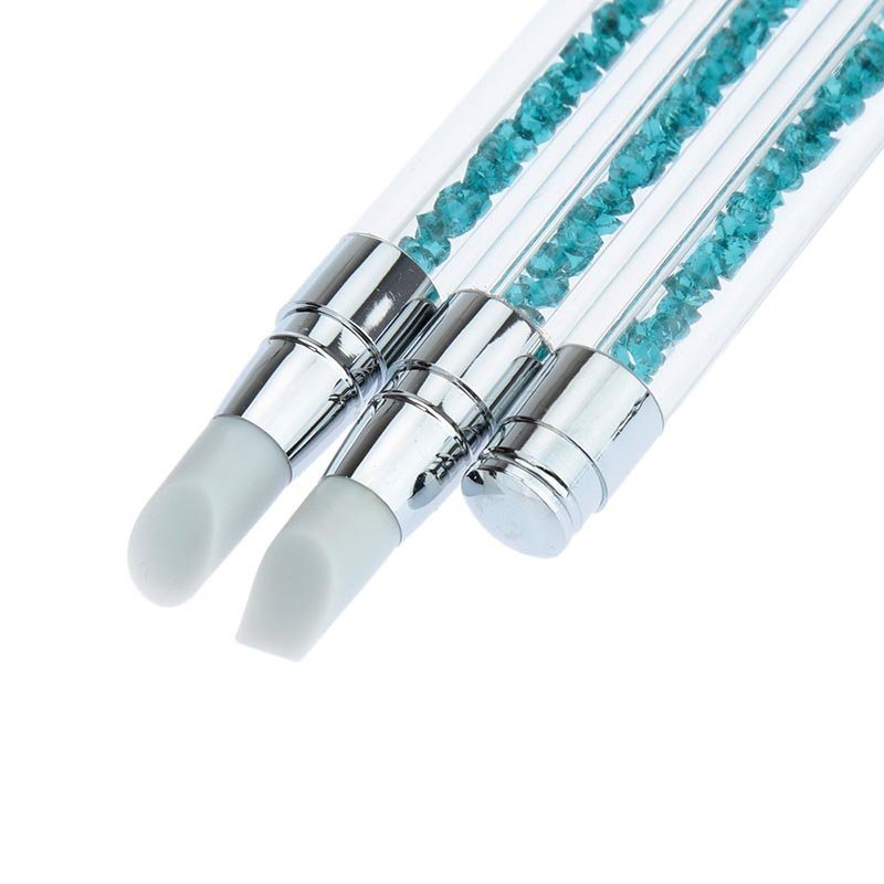 3 Szt. Podwójny Pędzelek Do Paznokci Silikonowy Kryształowy Uchwyt Długopis Do Zestaw Pędzelków Do Pro Nail Art Tools