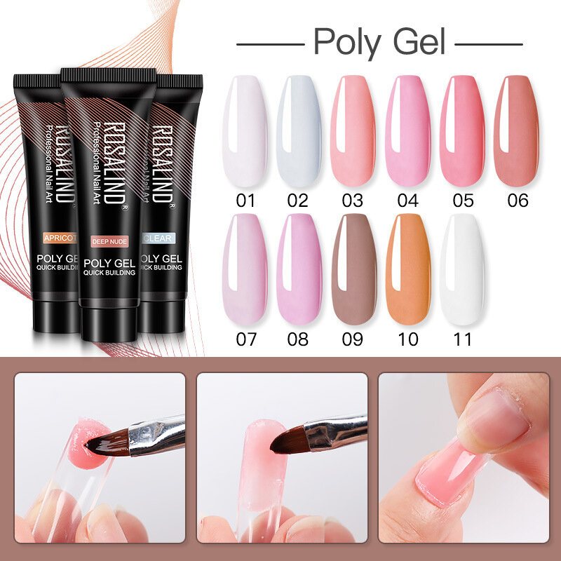 5 Sztuk Poly Nail Kit Zestaw Profesjonalny Art Design Dekoracje Rozszerzenie Polish Set