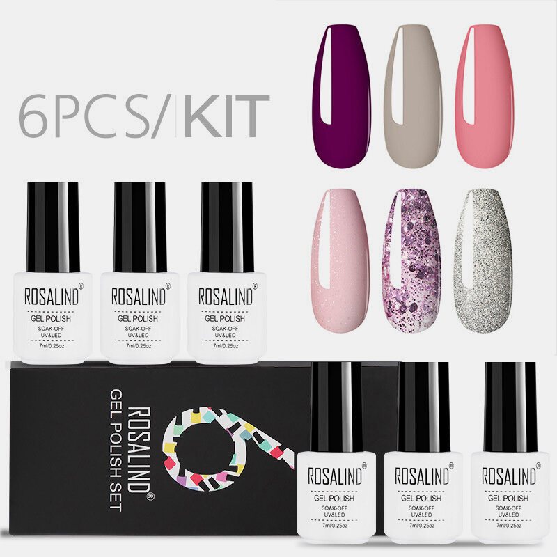 6 Szt. Zestaw Żelowych Lakierów Do Paznokci Do W Jednolitym Kolorze Do Manicure Vernis Semi Permanent 7ml Żelowy Top I Podstawa Wszystko Do