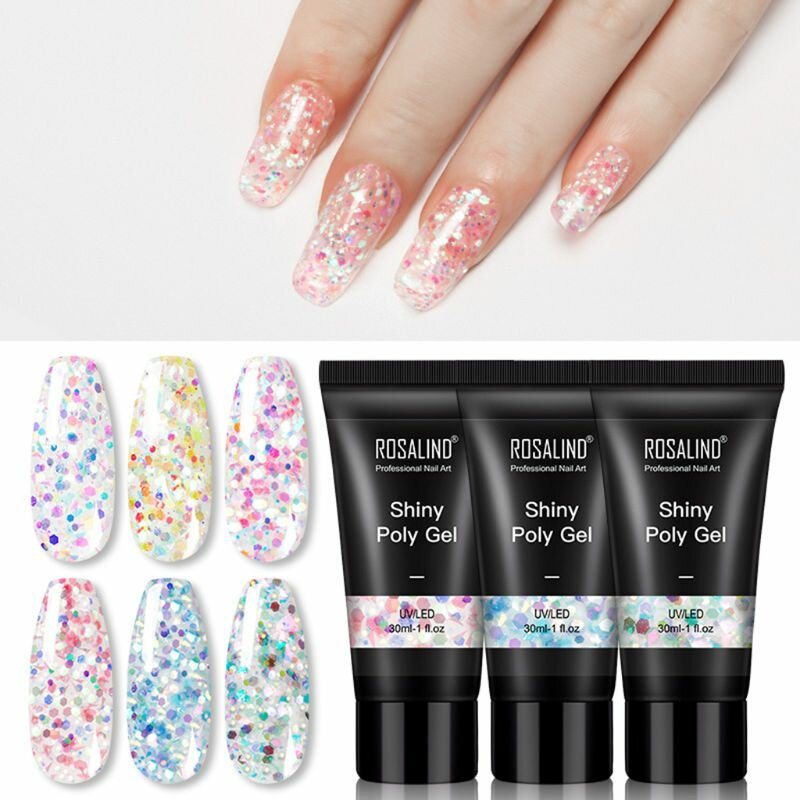 Błyszczący Poly Glitter Extension Żel Do Paznokci Art Design Półtrwały Budujący Żel Uv Wszystko Do Manicure Gellak Żel Do