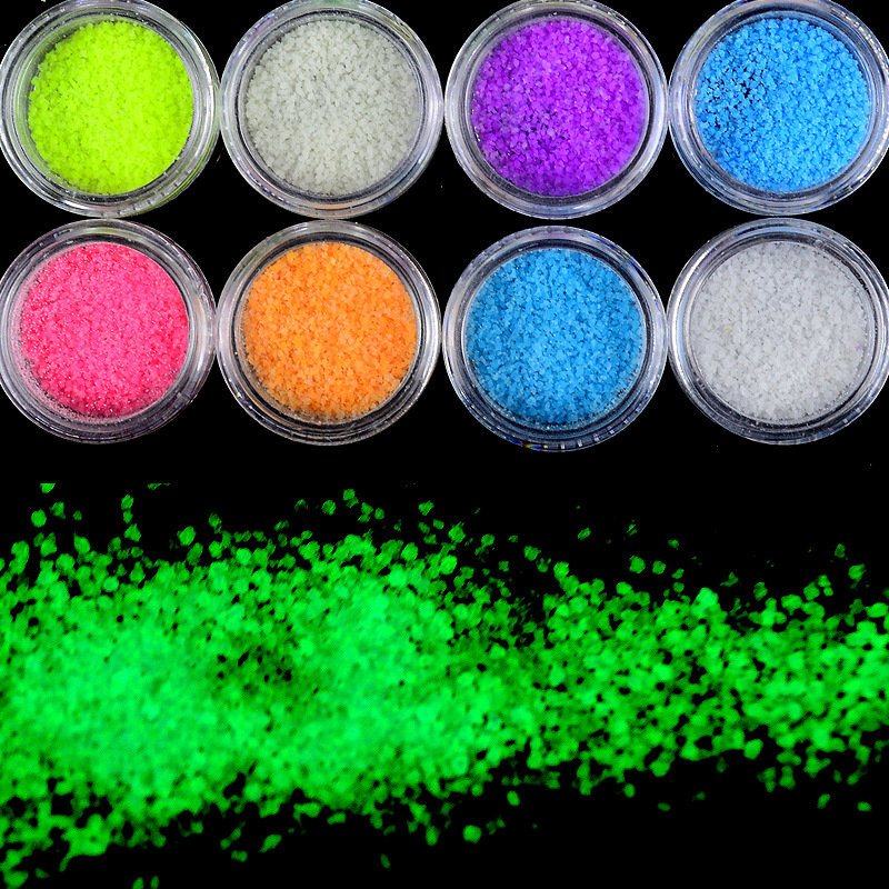 Dancingnail 7 Kolorów Halloween Luminous Nails Powder Fluorescencyjny Blask Zabawki Dekoracja Kurz