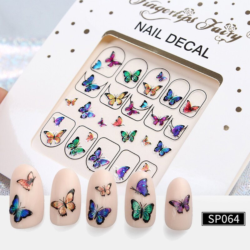 Diy Manicure Naklejka Do Paznokci 3d Wodoodporny Motyl Owocowy Laserowa Aplikacja Do Dekoracja