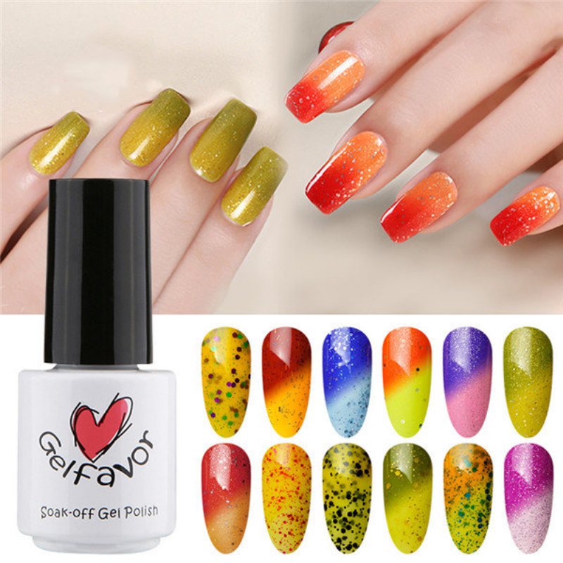 Gelfavor Błyszczący Zmiana Temperatury Żel Uv Polski Led Soak-off Lakier Nail Art 7 Ml