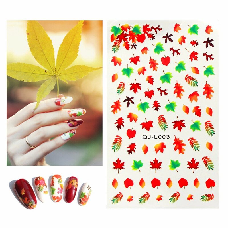 Liść Klonu Diy Nail Art Decoration Transfer Wody Manicure Porady Kalkomanie Naklejki