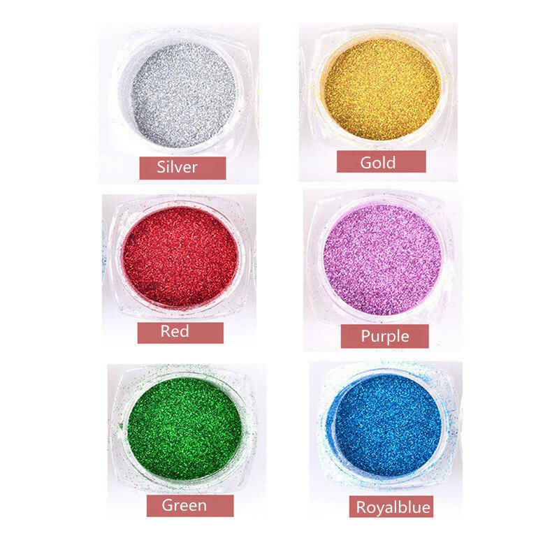 Metaliczny Lustrzany Puder Do Paznokci Glitters Dust Chrome Pigment 6 Kolorów