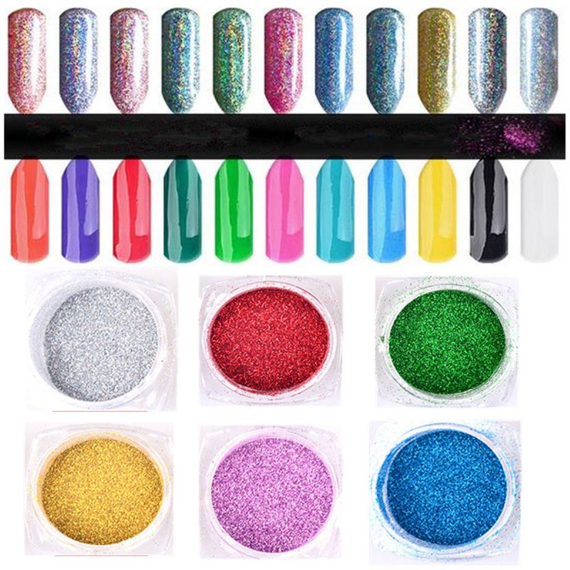 Metaliczny Lustrzany Puder Do Paznokci Glitters Dust Chrome Pigment 6 Kolorów