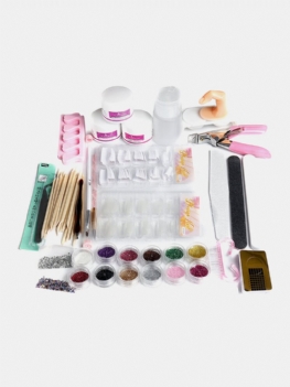 Proszek Akrylowy Glitter Nail Art Tools Kit Nails Brush Fałszywy Zestaw Pompek Do Palców