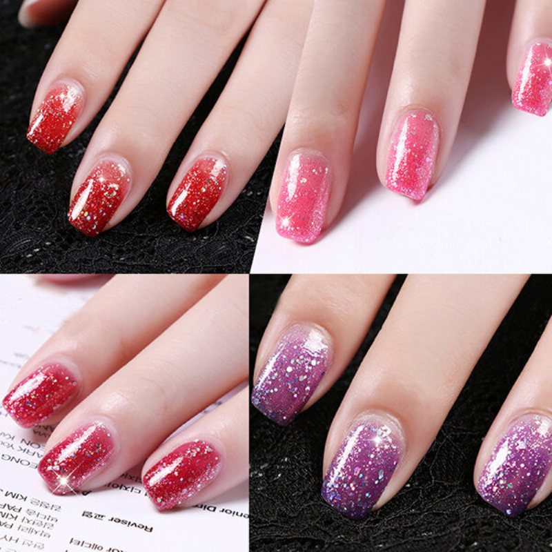 Rosalind 12 Kolorów Lakier Żelowy Uv Brokatowe Cekiny Soak Off Lampa Uv Led Nail Art Długotrwały 7ml