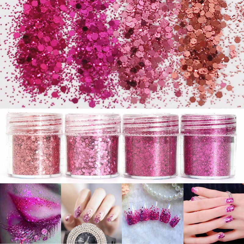 Rose Red Shining Mixed Glitter Powder Cekiny Ozdoba Do Paznokci Dust Mermaid Effect