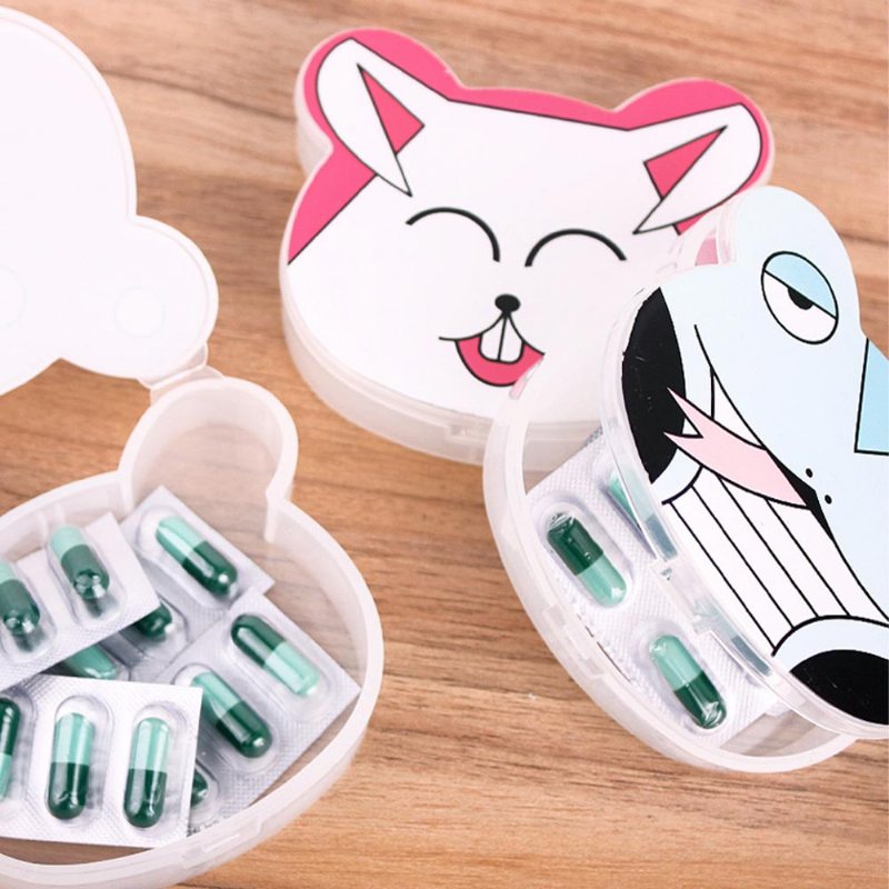 Cute Animal Pill Case Mini Cartoon Pattern Schowek Na Pigułki Dla Dzieci