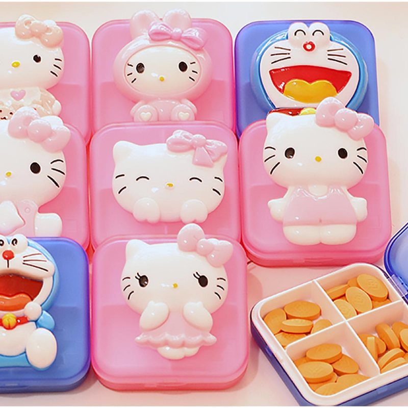 Cute Cartoon Pill Cases Seria Małe Pudełko Na Pigułki Travel Vitamin Organizer