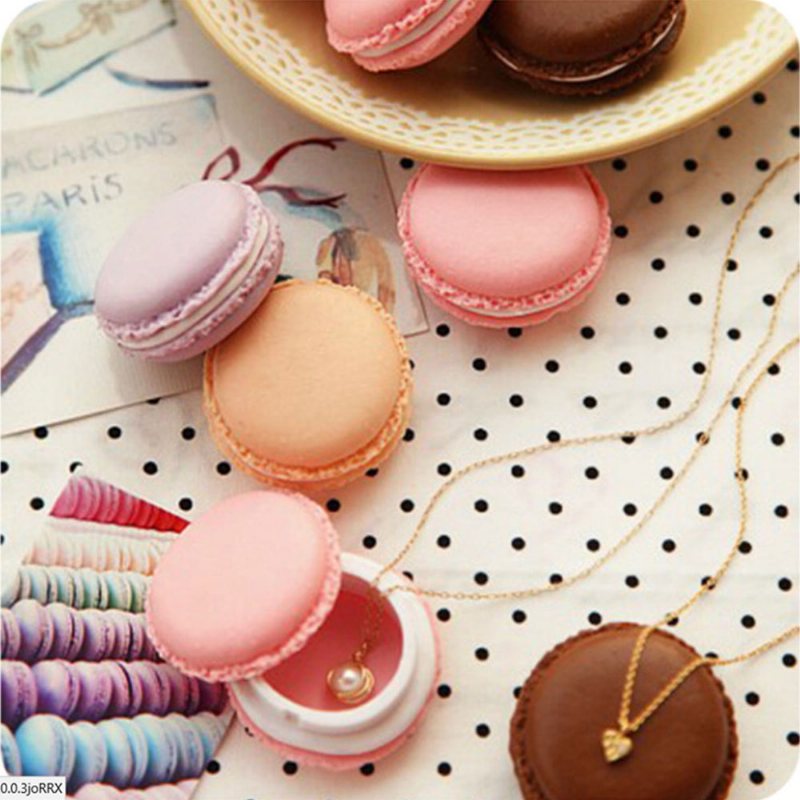 Mini Macaron Box Kolorowe Pudełko Do Przechowywania Biżuterii Śliczny Organizer Case Container