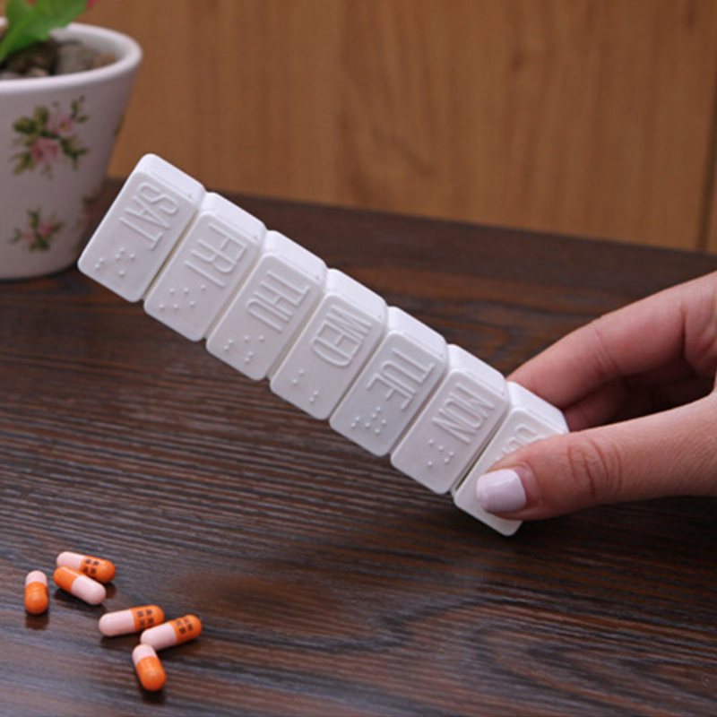 Przenośny Dozownik Z 7 Przegródkami Flip Pill Case Cotygodniowy Tablet Organizer Na Leki Pojemnik Z Intymnym Wzorem Braille'a