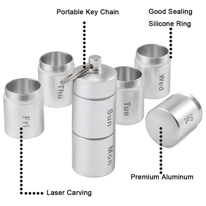 Sodo Hermetyczne Wodoodporne 7-dniowe Pudełko Na Pigułki Ze Stopu Aluminium