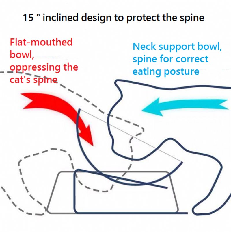 Ochrona Miski Dla Kota Kręgosłup Szyjny Ukośne Usta Pojedyncza Miska Na Karmę Dla Kotów Na Dla Tilt Cat Pet Bowl