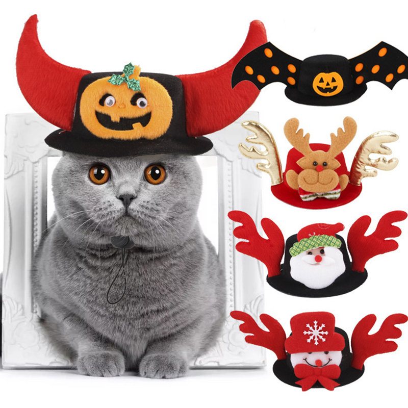 Pet Hat Dog Halloween Christmas Wig Set Cat Funny Headwear Supplies