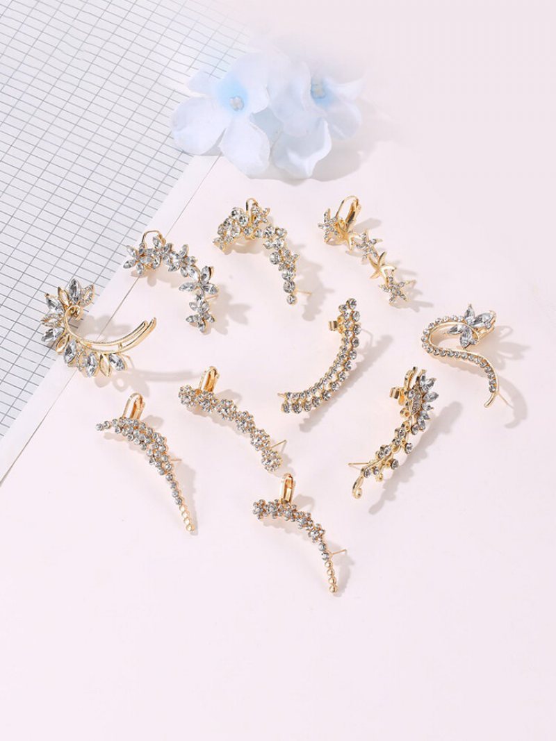 1 Pc Vintage Butterfly Flowers Kobiety Kolczyki Temperament Pełne Diamenty Kryształowe Klipsy Do Uszu Ear Stud