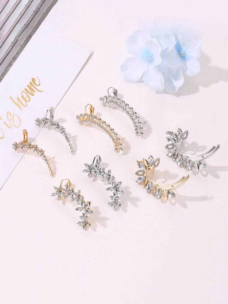 1 Pc Vintage Butterfly Flowers Kobiety Kolczyki Temperament Pełne Diamenty Kryształowe Klipsy Do Uszu Ear Stud