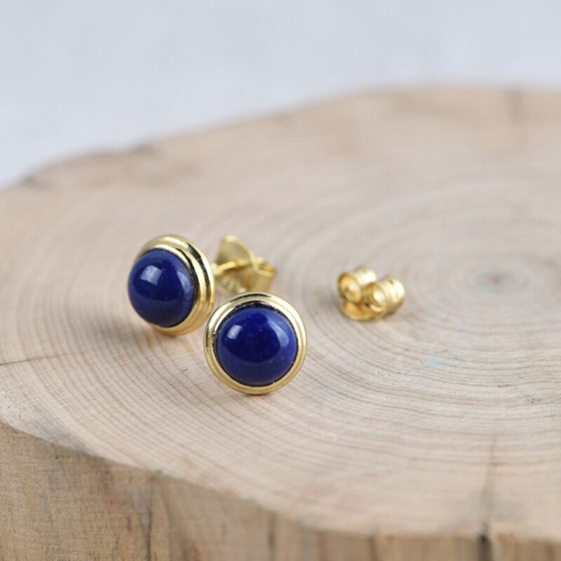 925 Srebro Pozłacane South Red Kolczyk Wosk Pszczeli Jasper Lapis Ear Stud Kobiety Biżuteria