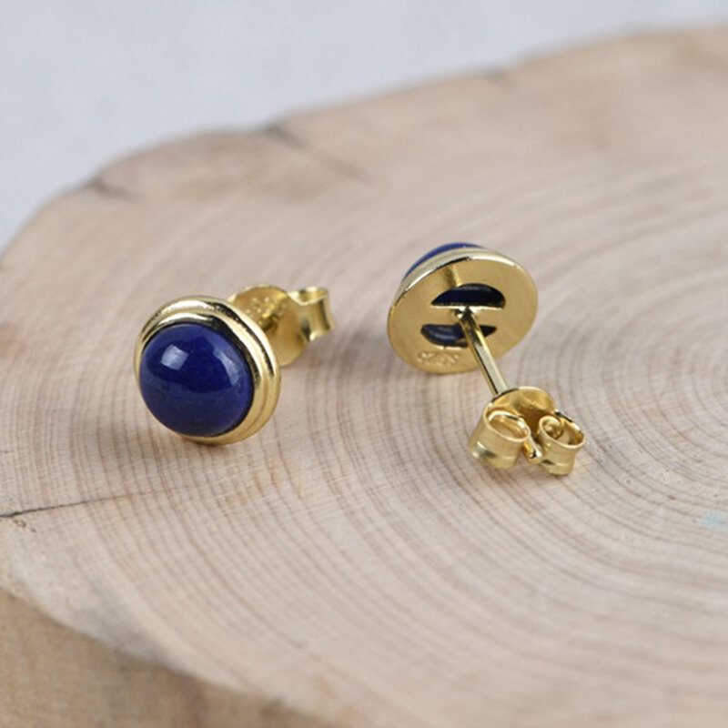 925 Srebro Pozłacane South Red Kolczyk Wosk Pszczeli Jasper Lapis Ear Stud Kobiety Biżuteria