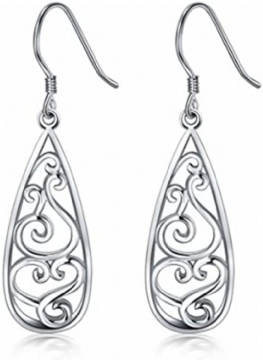 925 Sterling Silver Filigran Eardrop Teardrop Kolczyki Biżuteria Dla Nowożeńców