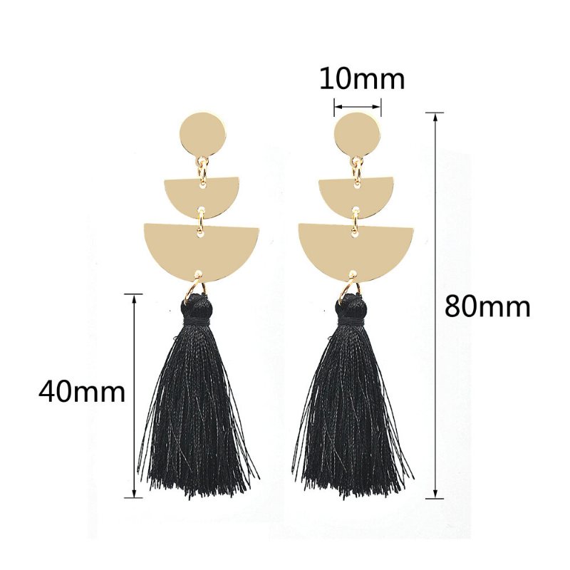 Bohemia Semicircle Ear Stud Multi-color Long Tassel Women Wisiorek Kolczyki