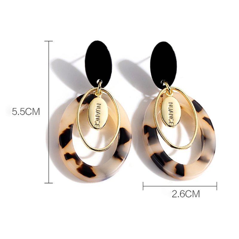 Chic Design Circle Leopard Hoop Drop Kolczyki Duże Długie Dla Kobiet