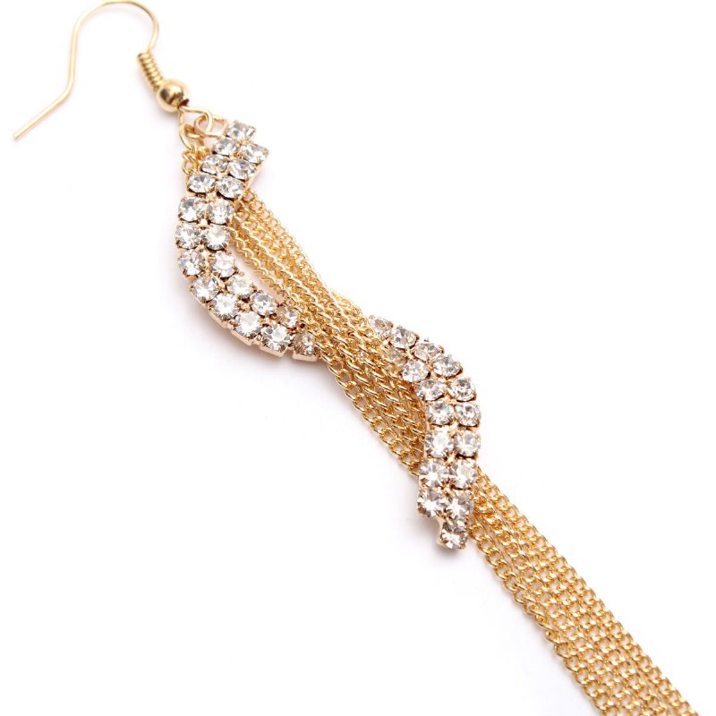 Geometryczne Litery Rhinestone Tassel Kryształowe Kolczyki