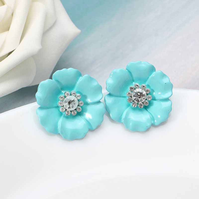 Jassy® Candy Color Flower Ear Stud Piękny Styl Rhinestone Kryształ Eleganckie Kolczyki Prezent Dla Dziewczynki