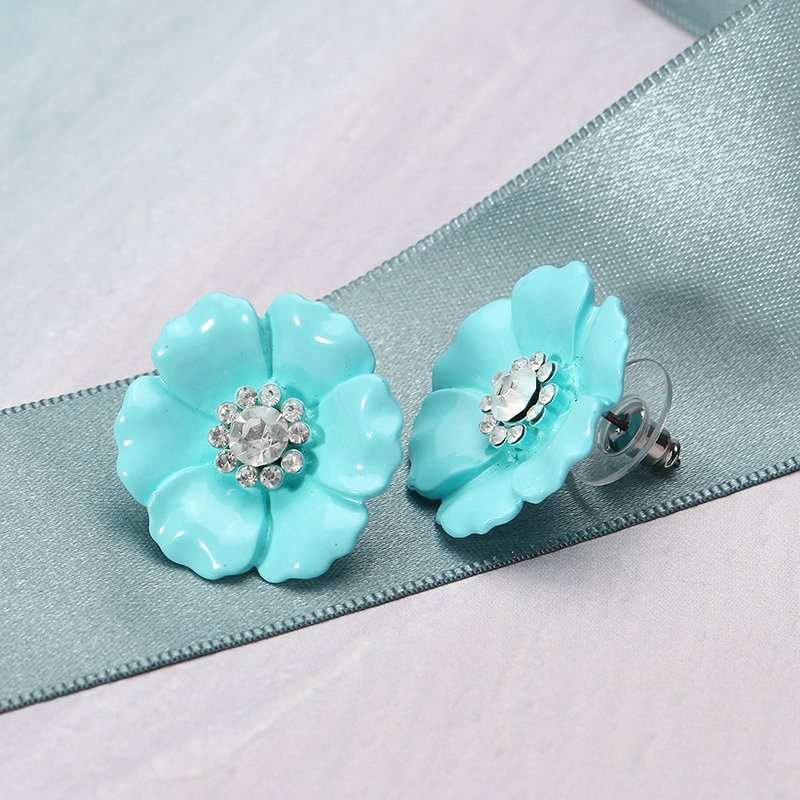 Jassy® Candy Color Flower Ear Stud Piękny Styl Rhinestone Kryształ Eleganckie Kolczyki Prezent Dla Dziewczynki