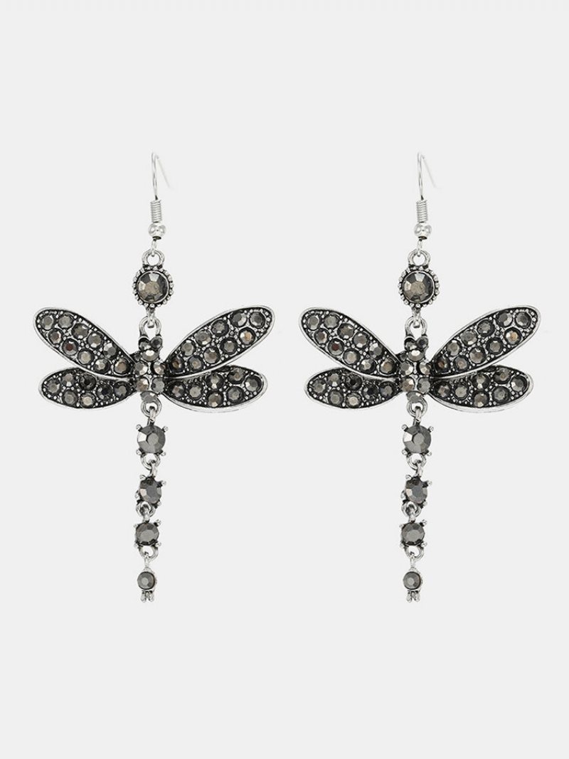 Kolczyki Damskie W Kolorze Vintage Dragonfly Diamond Mount Wisiorek