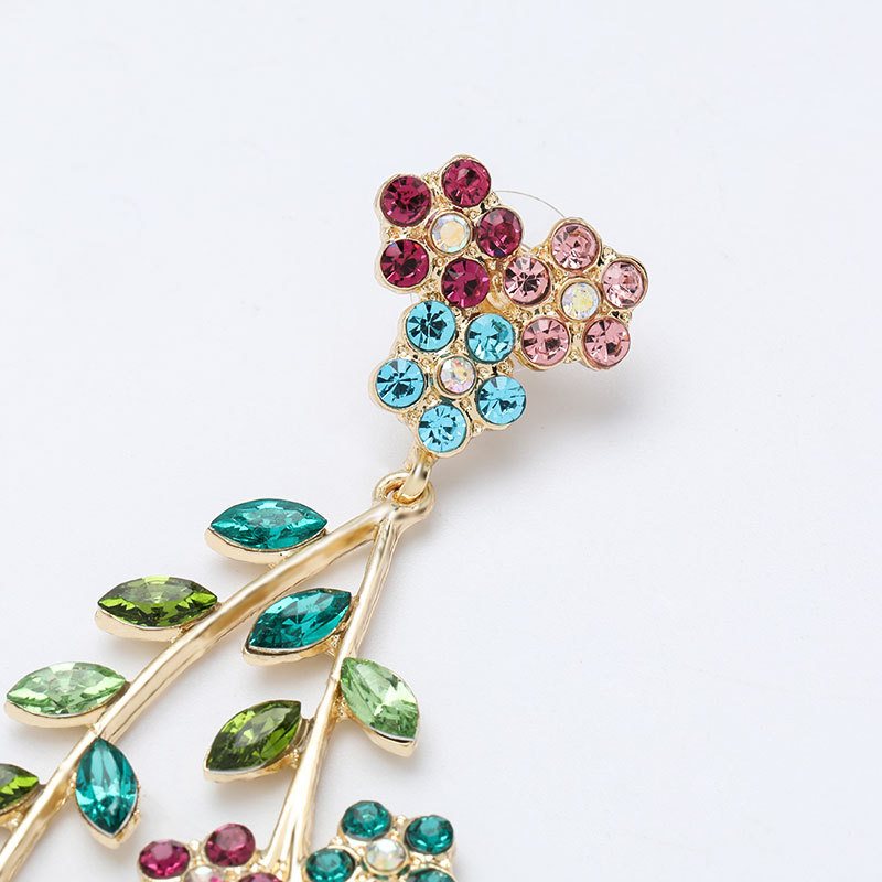 Kolczyki Ze Stopu Rhinestone Flower Branch Dla Kobiet