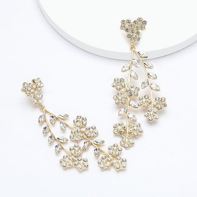 Kolczyki Ze Stopu Rhinestone Flower Branch Dla Kobiet