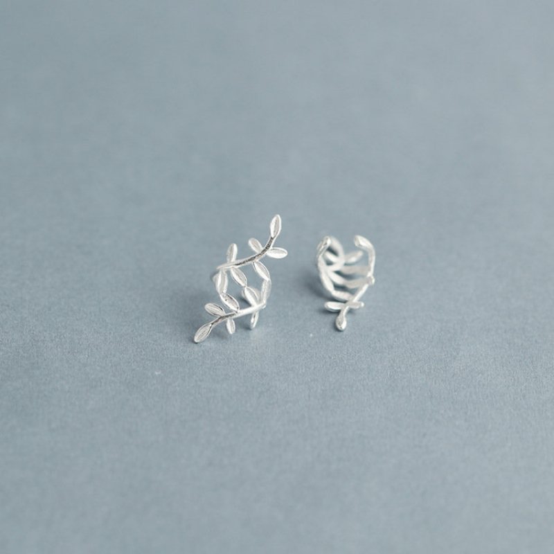 Moda 925 Sterling Silver Wrap Leaf Kolczyki Na Chrząstkę No Piercing Ear Climber Dla Kobiet