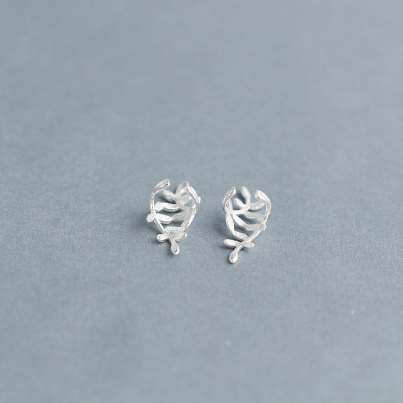 Moda 925 Sterling Silver Wrap Leaf Kolczyki Na Chrząstkę No Piercing Ear Climber Dla Kobiet