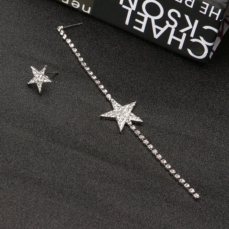 Nieregularne Eleganckie Kolczyki Star Rhinestone Tassel