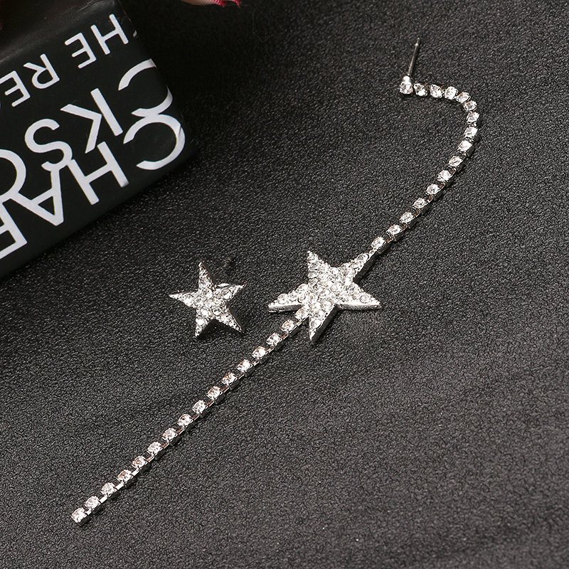 Nieregularne Eleganckie Kolczyki Star Rhinestone Tassel