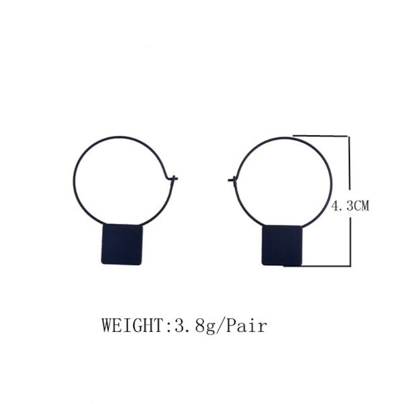 Proste Miedziane Okrągłe Geometryczne Kwadratowe Kolczyki Wiszące Dla Kobiet
