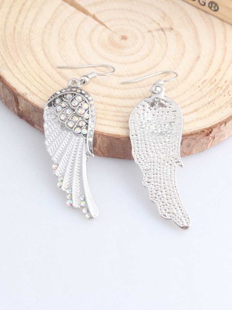 Śliczne Kolczyki Damskie Angel Wings Rhinestone Alloy Dangle Modne Dla Kobiet