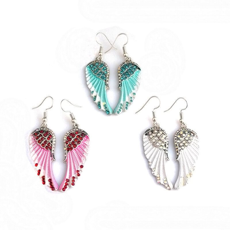 Śliczne Kolczyki Damskie Angel Wings Rhinestone Alloy Dangle Modne Dla Kobiet