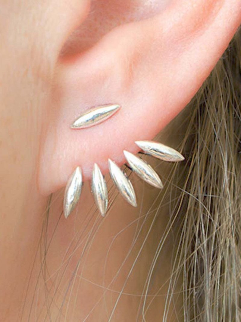 Trendy Liść Punk Złoto Srebro Ear Stud Spike Claw Kobiety Kolczyki