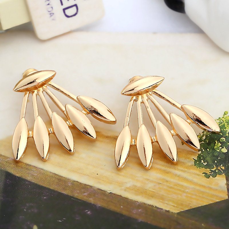 Trendy Liść Punk Złoto Srebro Ear Stud Spike Claw Kobiety Kolczyki