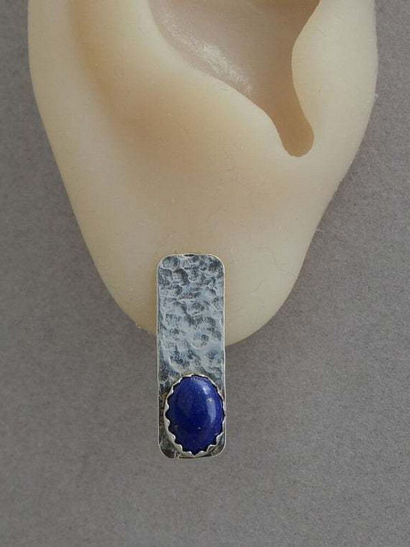 Vintage Dwustronne Połączenie Podwójnego Zastosowania Kolczyki Hammer Jacket Lapis Ear Stud