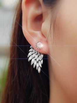 Vintage Kolczyki Do Uszu Angel Wings Feather Rhinestone Piercing Śliczna Biżuteria Dla Kobiet