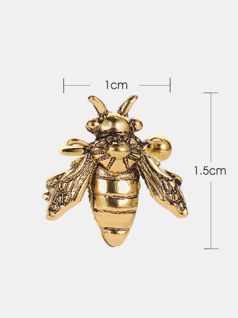 Vintage Trójwymiarowe Kolczyki Pszczół Temperament Metalowe W Kształcie Zwierząt