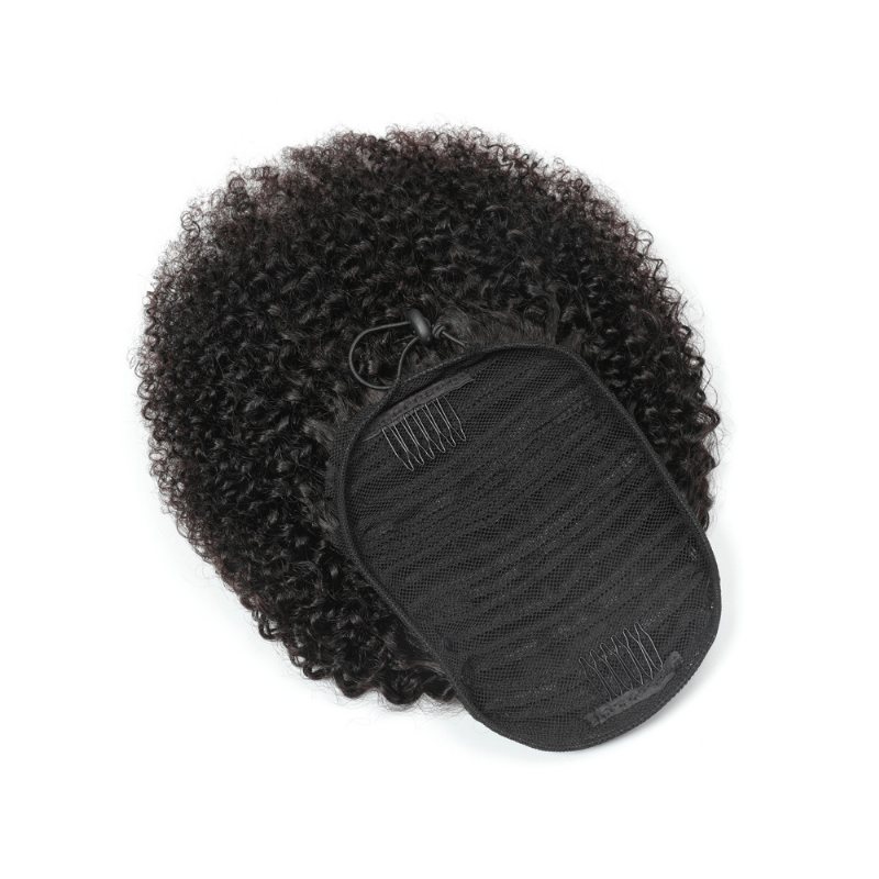 Damskie Symulacja Peruka Kontraktowa Skrzyp Afro Kinky Curly Clip In Prawdziwe Włosy Kucyk Dla Dziewczyna Dama